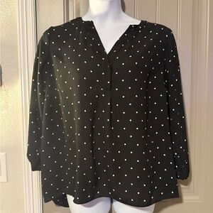 Philosophy Black Blouse with White Dots